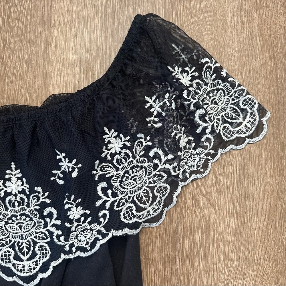 Maurices Black and White Lace Off-Shoulder Blouse - Picture 3 of 6